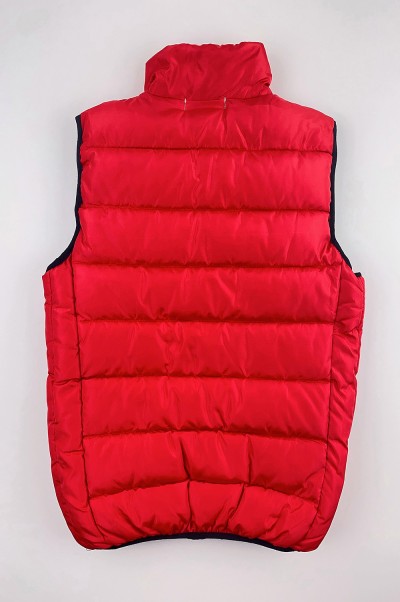 大量訂做夾棉馬甲外套  個人設計紅色拉鏈袋口夾棉外套  馬甲外套供應商 SKVM014 正面照
